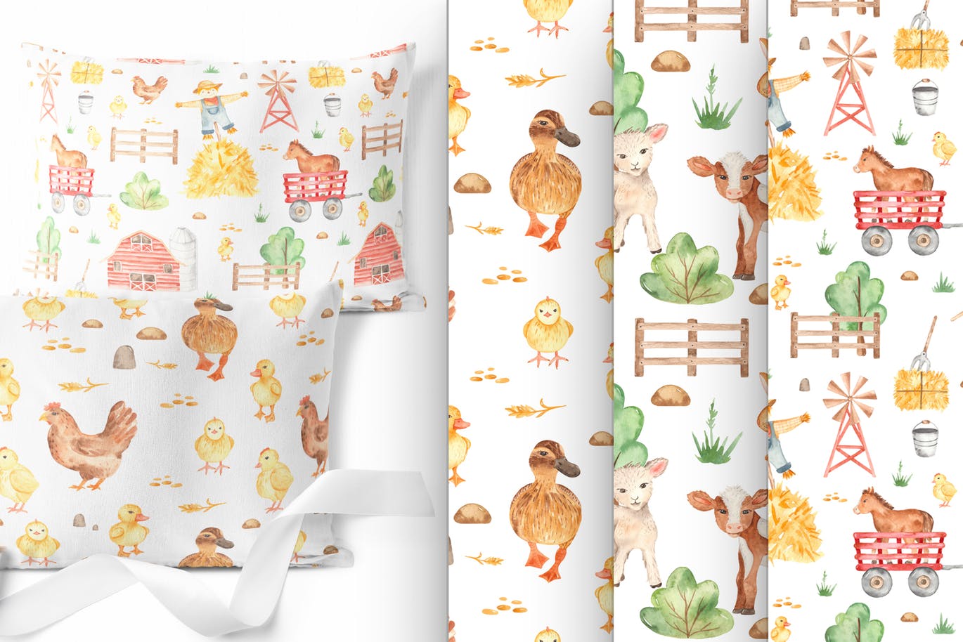 可爱农场动物水彩剪贴画素材包 Watercolor cute farm animals. Collection clipart插图(4)