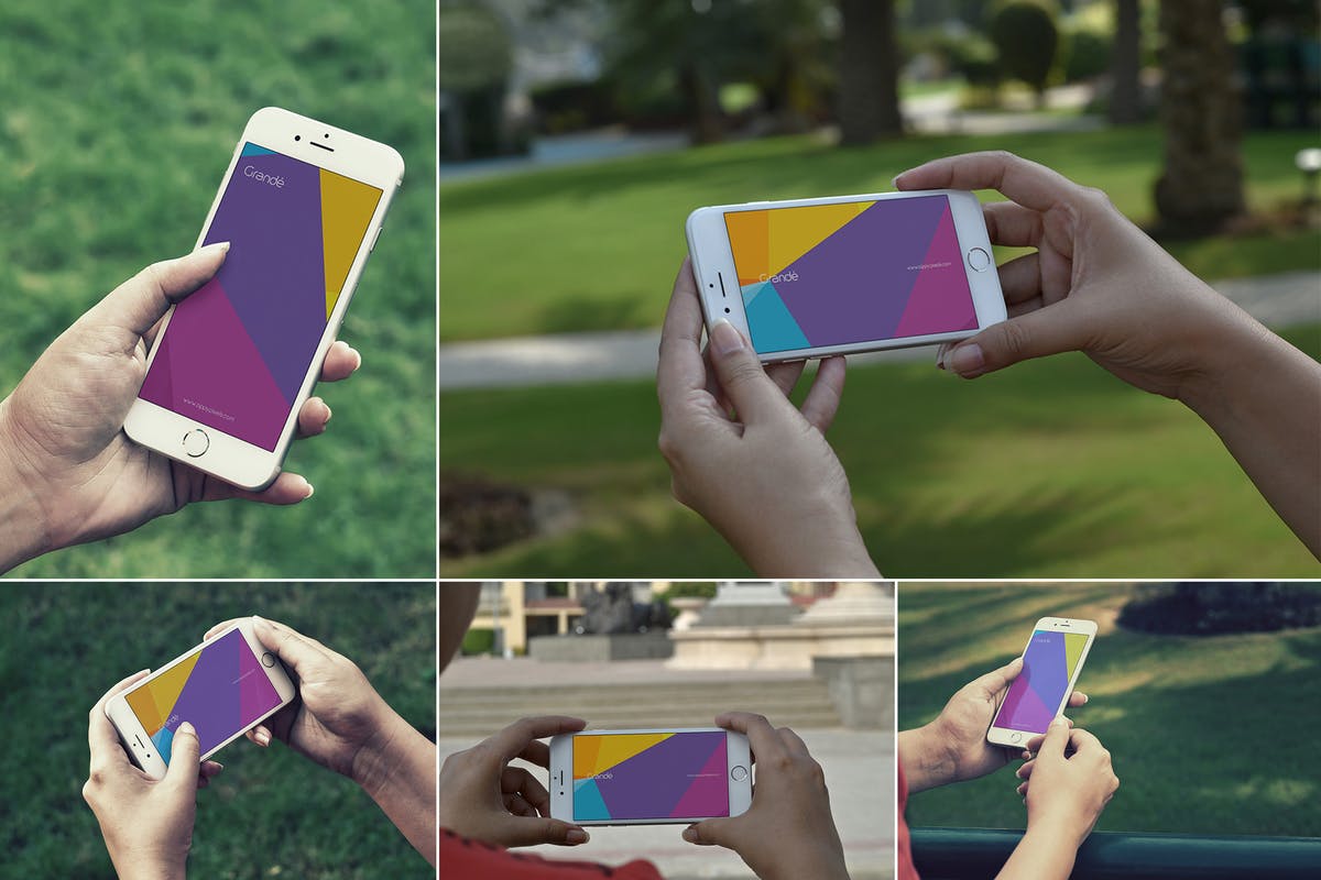 手持旧款iPhone使用场景样机模板 iPhone Mockups插图