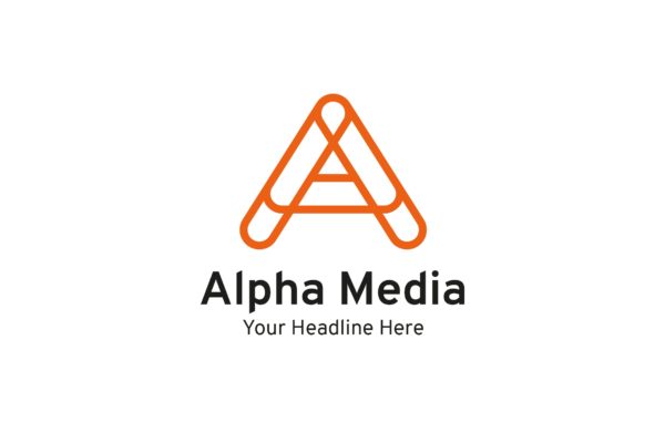 字母A创意Logo设计素材库精选模板 Alpha Media – A letter logo