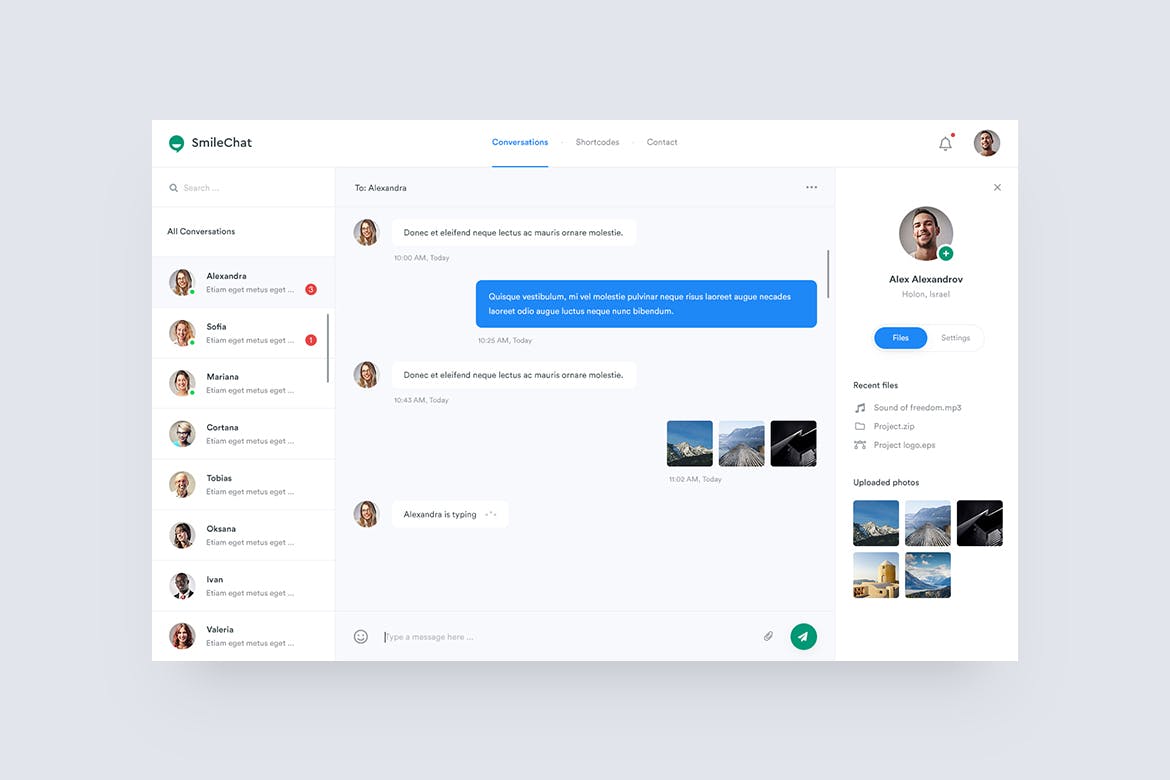 即时聊天窗口Web界面设计PSD模板 Smilechat — Chat PSD Template插图
