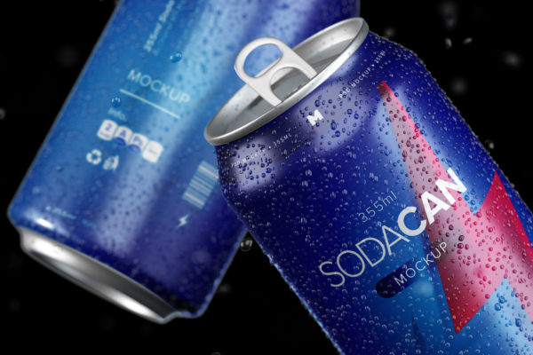 可乐汽水罐易拉罐设计样机模板04 355ml Soda Can Mockup 04