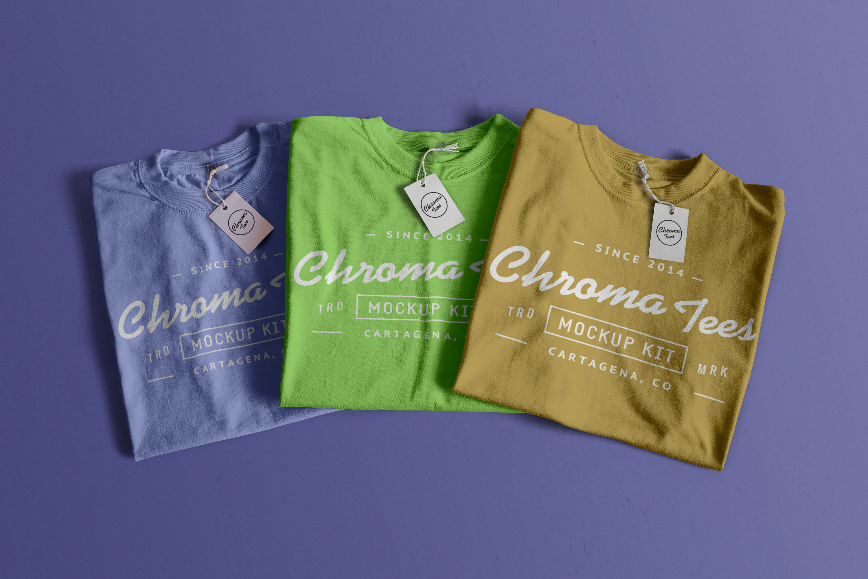 折叠T恤服装印花设计图样机02 Folded T-Shirts Mockup 02插图