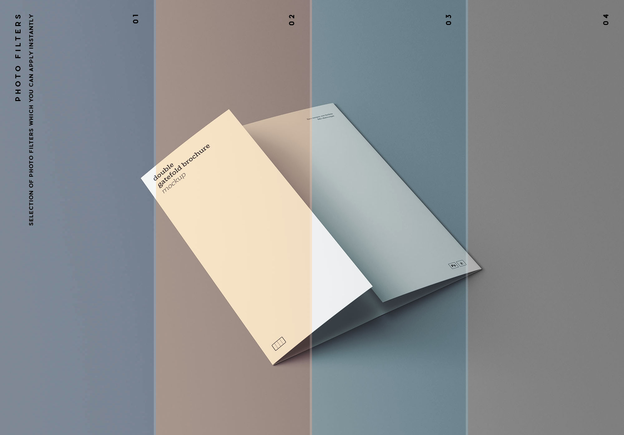 双门折叠宣传册设计效果图样机模板 Double Gatefold Brochure Mockup插图(9)