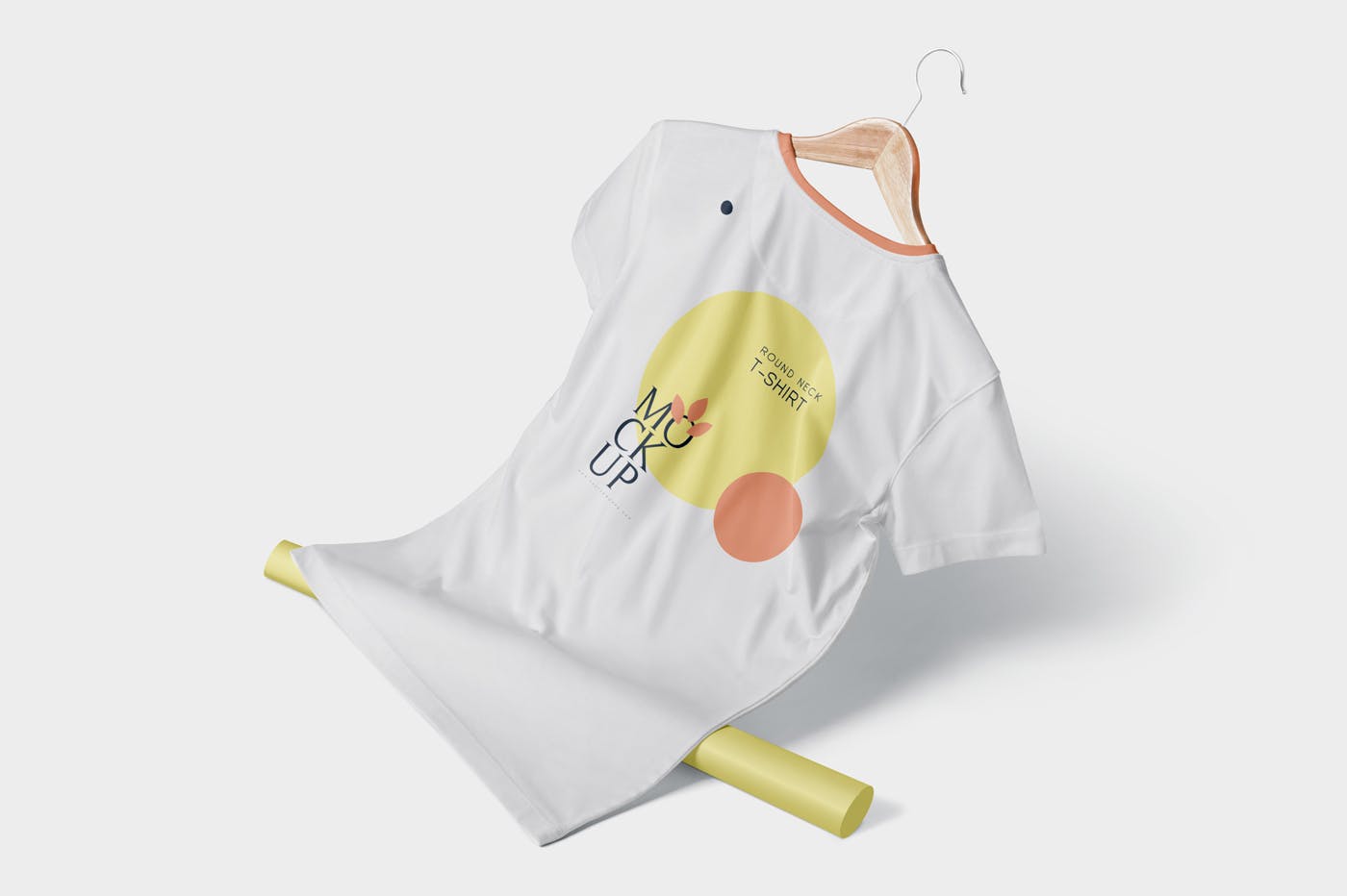 圆领T恤正面印花设计多角度预览图样机 Round Neck T-Shirt Mockups插图(3)