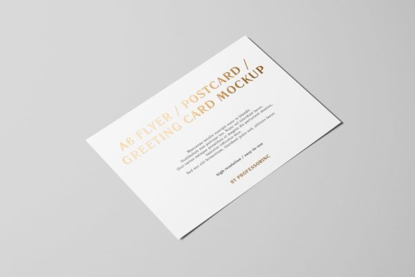 A6传单/明信片/贺卡铝箔冲压特殊工艺样机 A6 Flyer / Postcard / Greeting Card Mockup