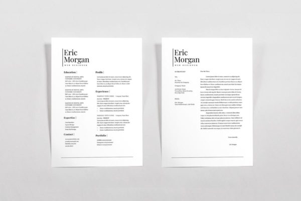 超级简约风格个人简历&amp;介绍信模板 Resume &amp; Letterhead