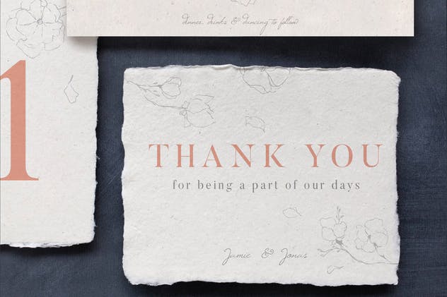 创意特色花卉婚礼邀请函设计素材套装 Sketchy Floral Wedding Suite插图(3)