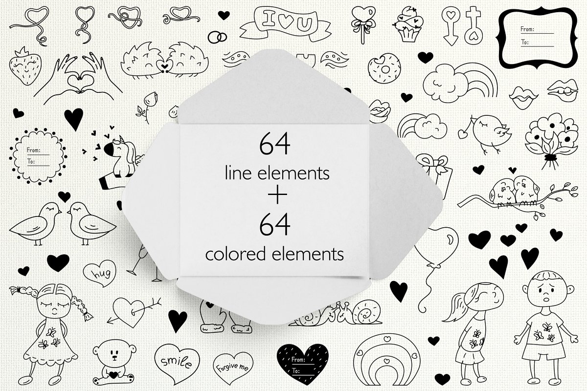 浪漫的情人节卡通插画素材包 [EPS]插图(1)