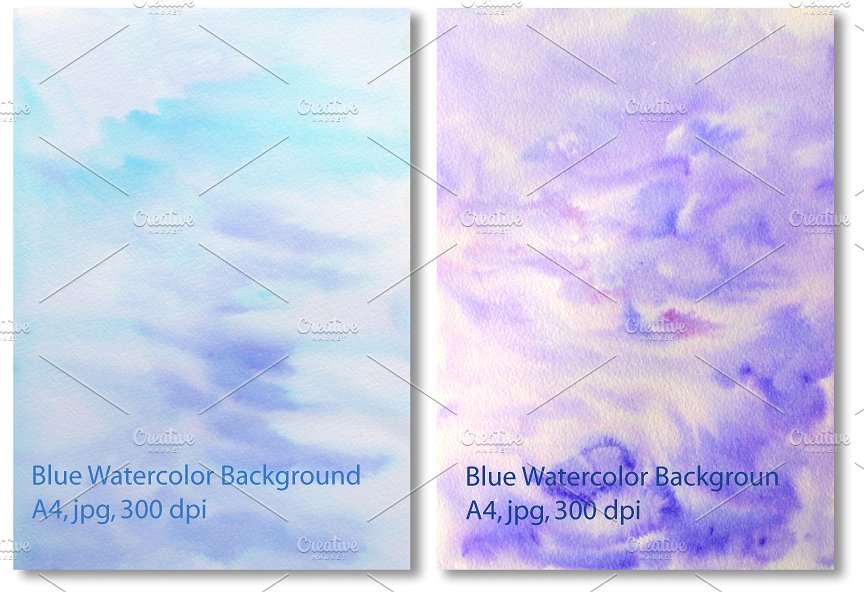 淡蓝色调水彩肌理 Blue Watercolor textured background插图(1)