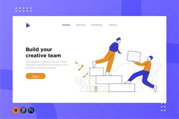 网站设计团队协作素材库精选概念插画素材 Team work illustration for website 1.3