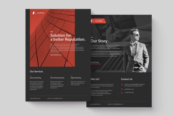 极简主义商务合作企业宣传海报模板 Minimal Corporate flyer