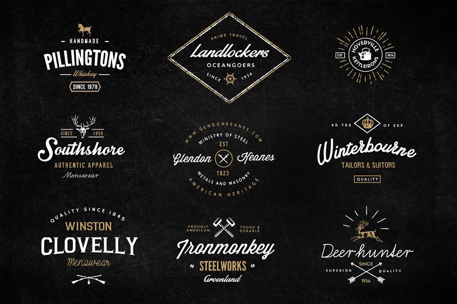 精美的复古Logo模板包 Vintage Logo Template Bundle Vol 2插图(1)