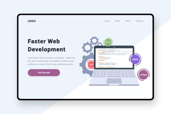 网站开发主题插画网站着陆页设计模板 Web Development Illustration