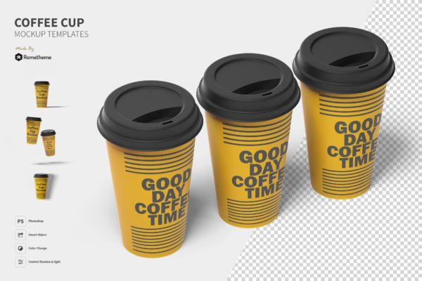 一次性咖啡纸杯设计图素材库精选 Coffee Cup Mockup Set FH