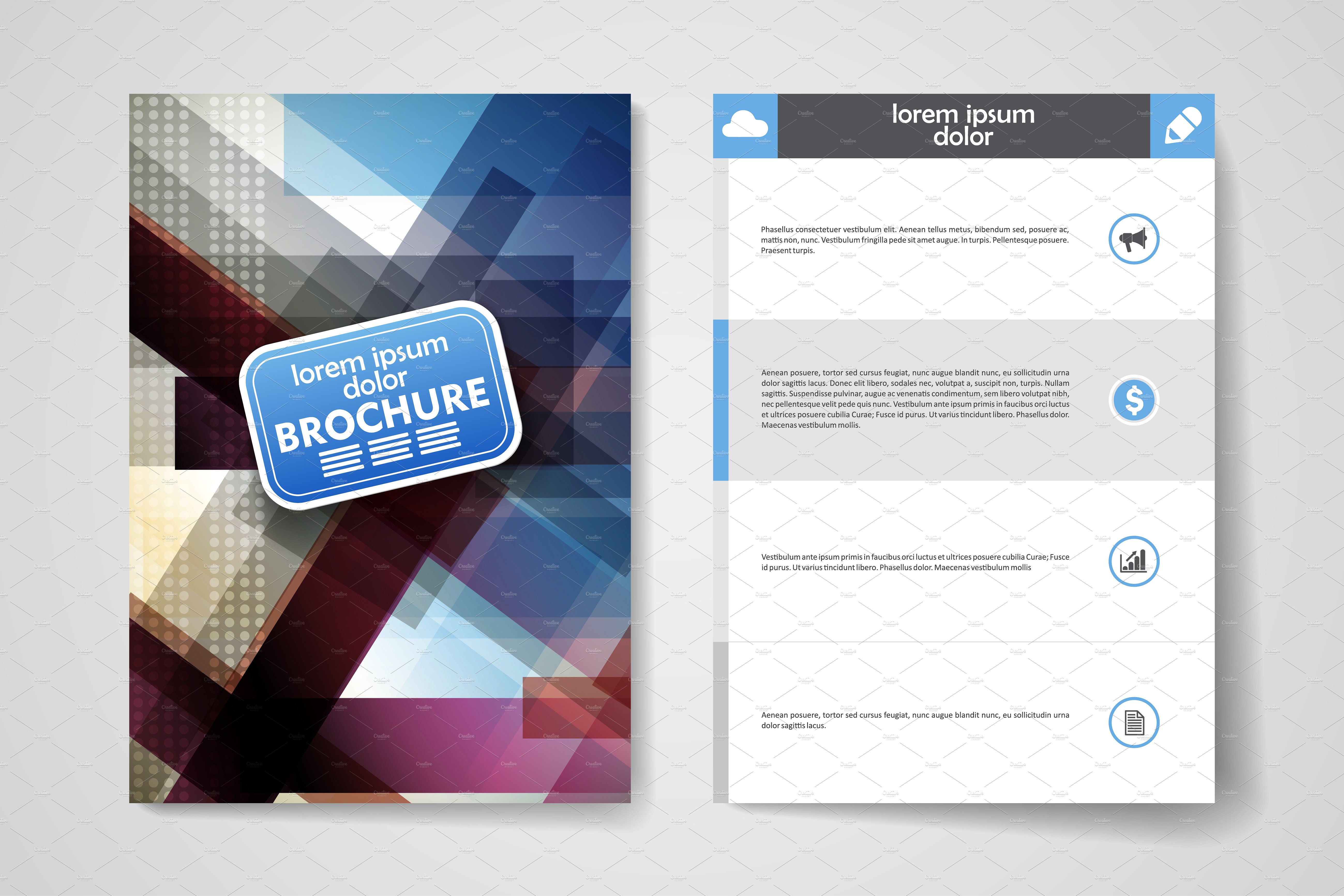 抽象数字图形背景小册子模板 Set of Beautiful Brochures插图