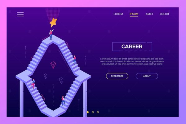 职业生涯主题网站Banner插画设计素材 Career – isometric web banner