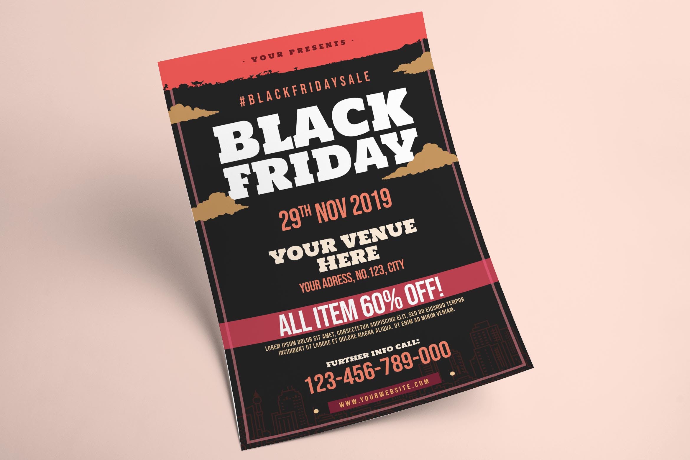 黒五年终大促广告海报传单设计模板 Black Friday Flyer插图