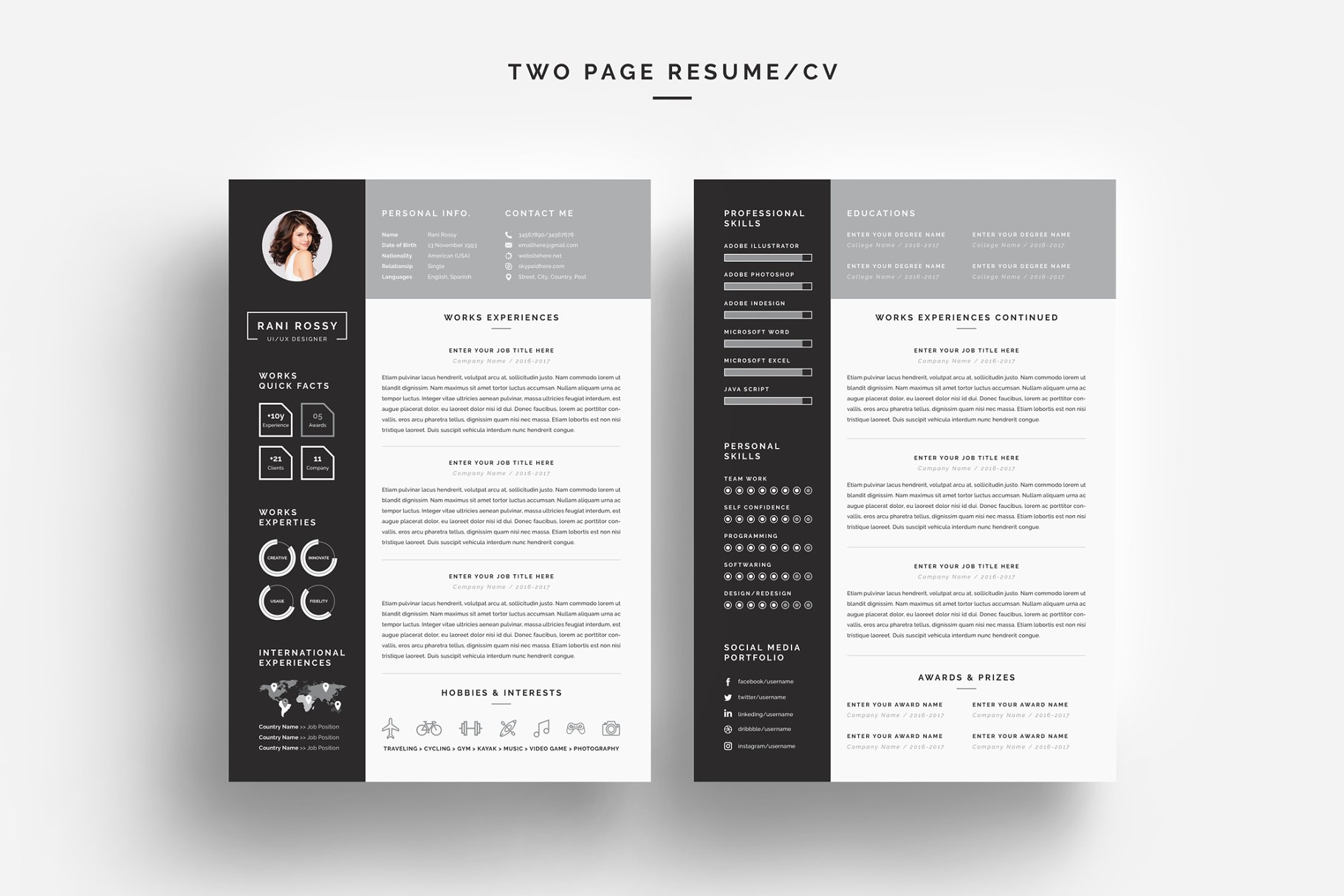 专业高端的简历设计模板 Word Infographic CV插图(1)