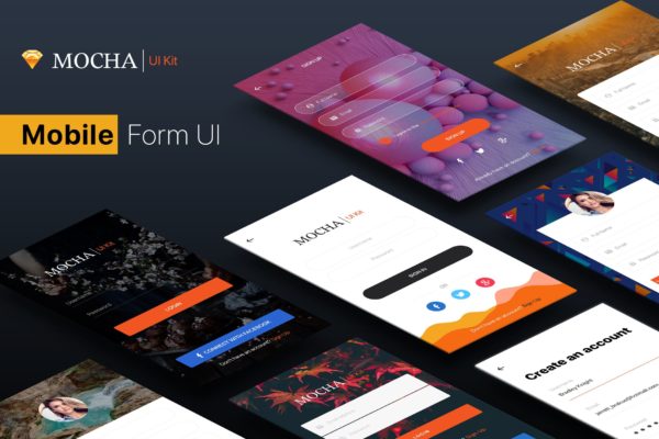 手机APP应用注册登录界面设计模板合集 SignUp / Login – Mobile Form UI Kit