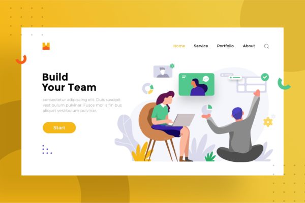 团队协作主题网站设计素材库精选概念插画 Team work illustration for website 1.6