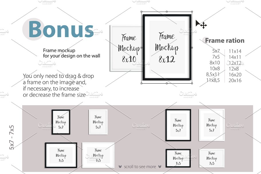 客厅卧室墙纸&相框画框样机模板合集 Interior Wall & Frames Mockup – 2插图(2)