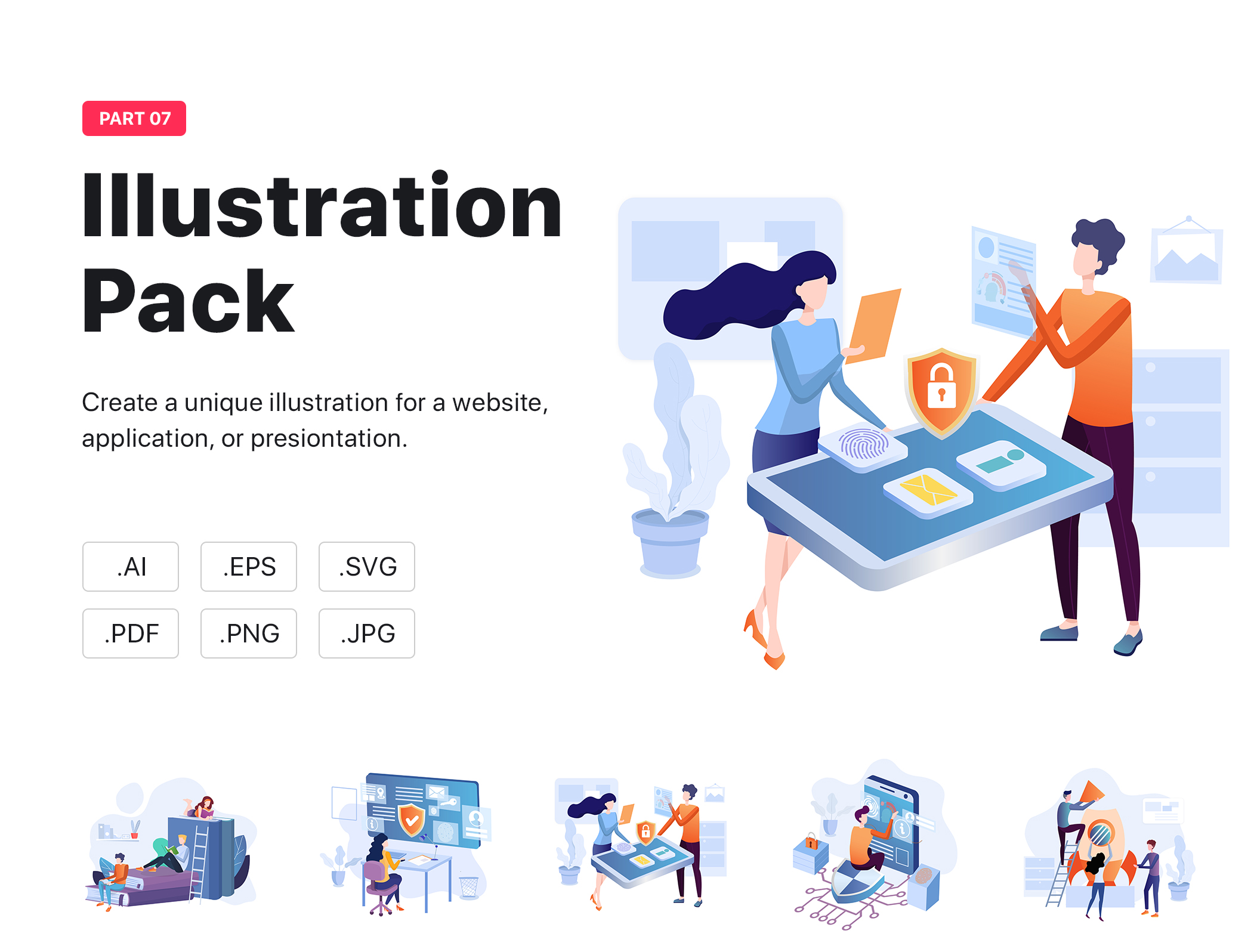 素材库下午茶：生活&工作场景着陆页网站设计矢量插画素材插图