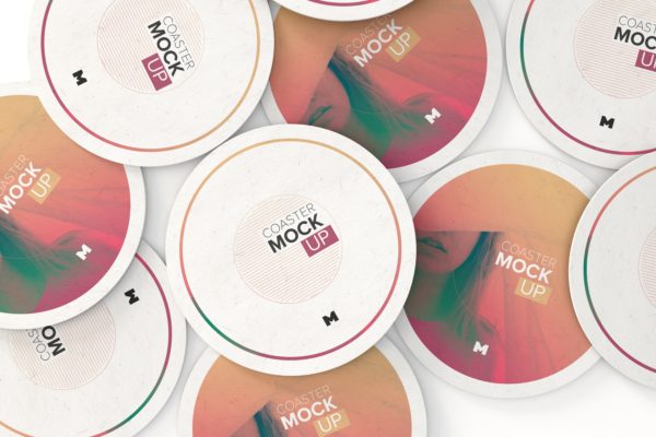 圆形纸杯垫品牌标识展示样机01 Round Coaster Mockup 01