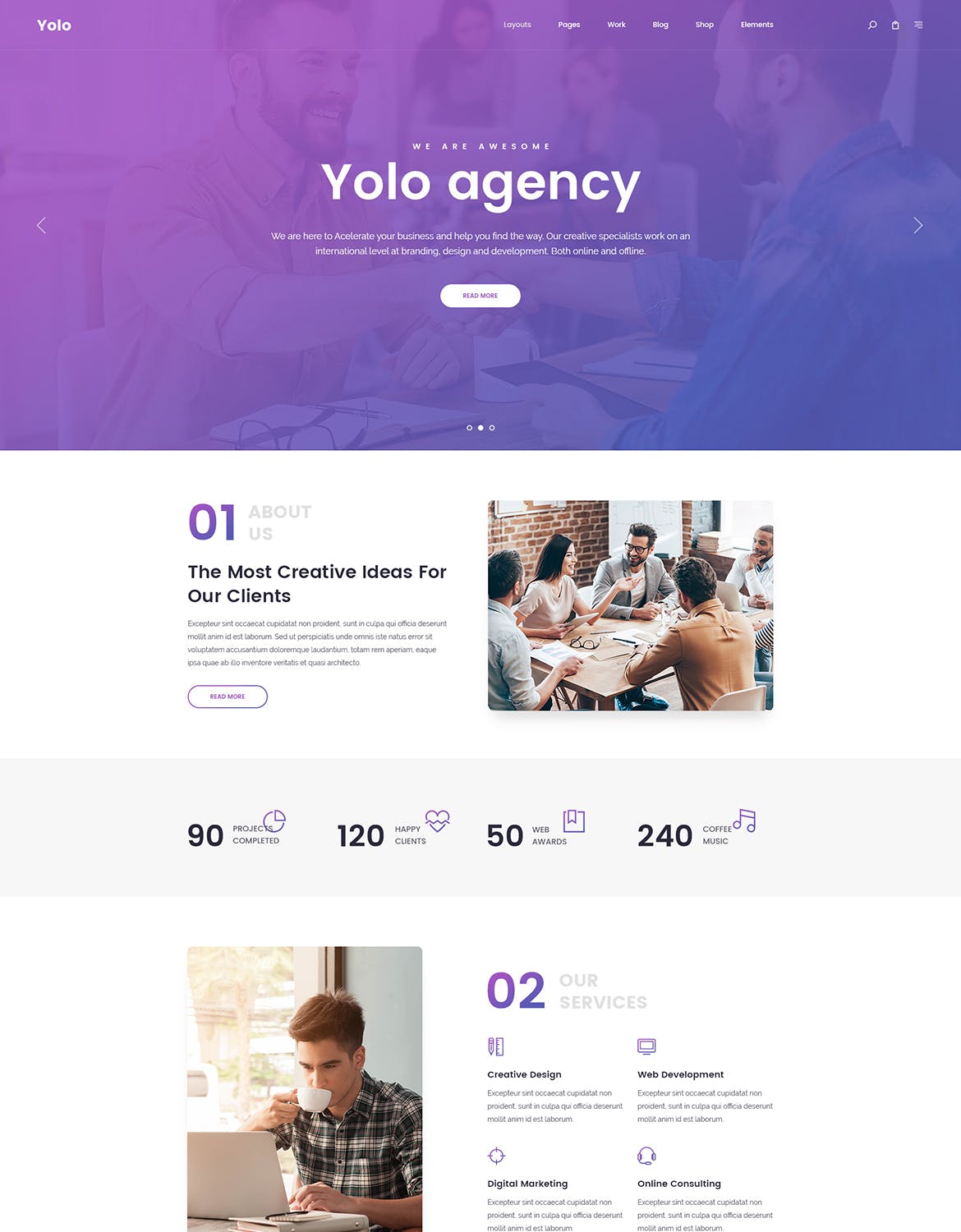 响应式网页设计多用途网站设计PSD模板 Yolo | Responsive Multi-Purpose PSD Template插图(6)