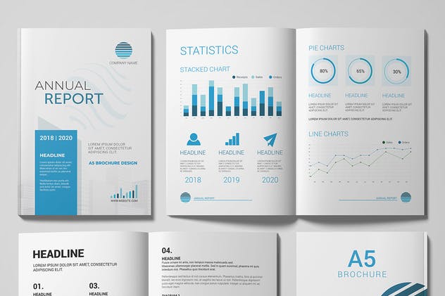 A5企业市场营市场销数据报告样机 A5 Magazine Mockup插图(7)