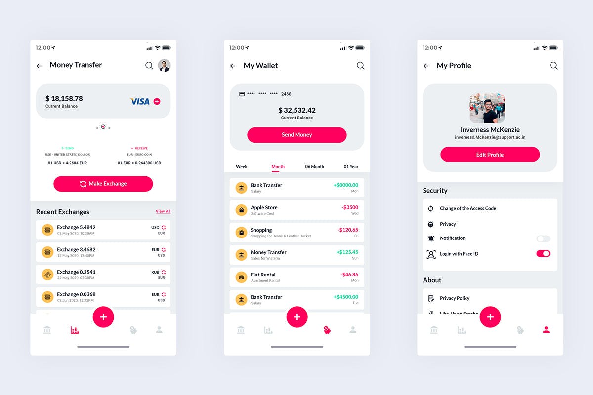 电子钱包移动支付APP应用UI界面设计XD模板[日间模式版本] Finance Wallet MobileApp Ui Kit Light Version (XD)插图(2)