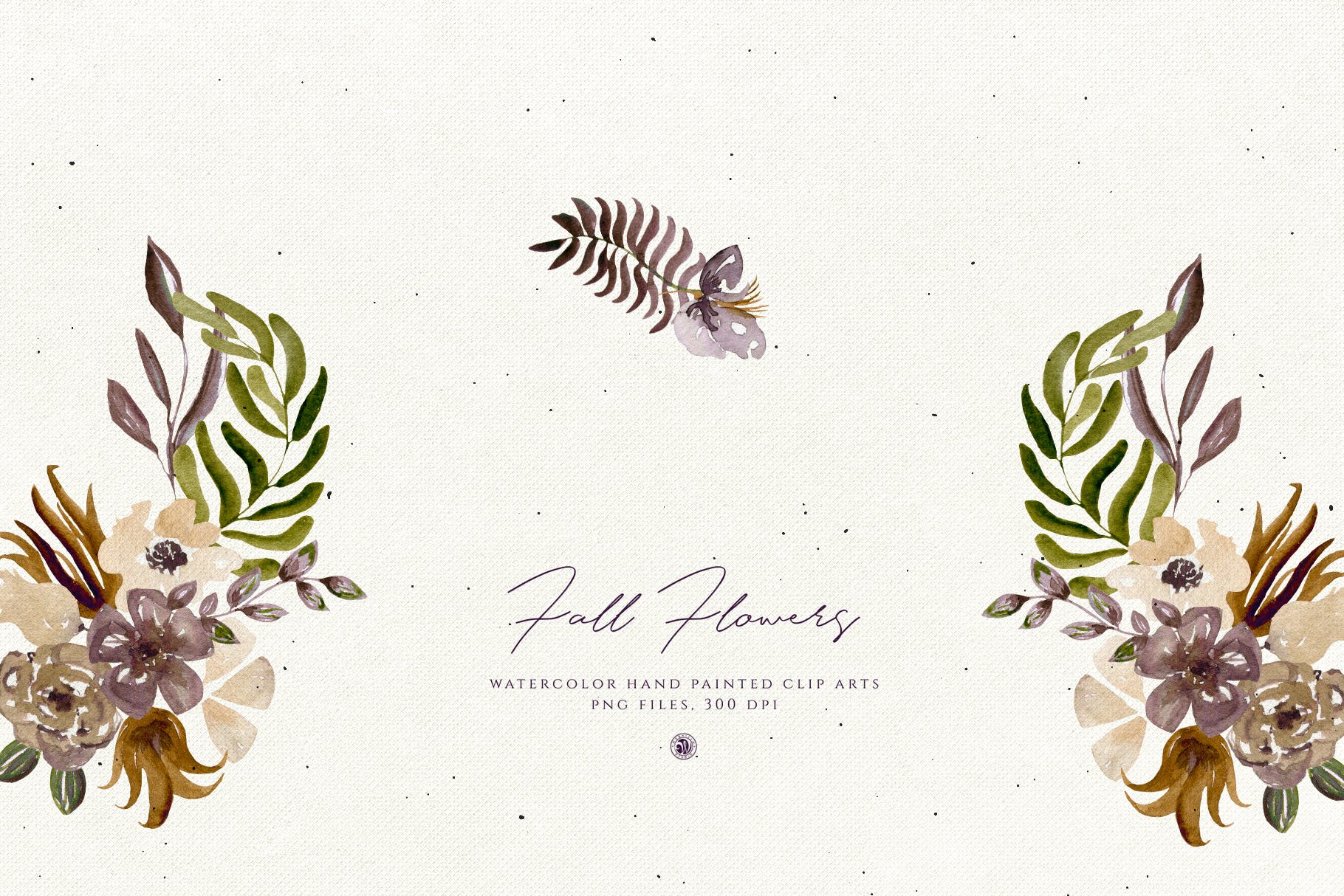 秋天手绘水彩花卉插画设计素材 Fall Flowers插图(4)