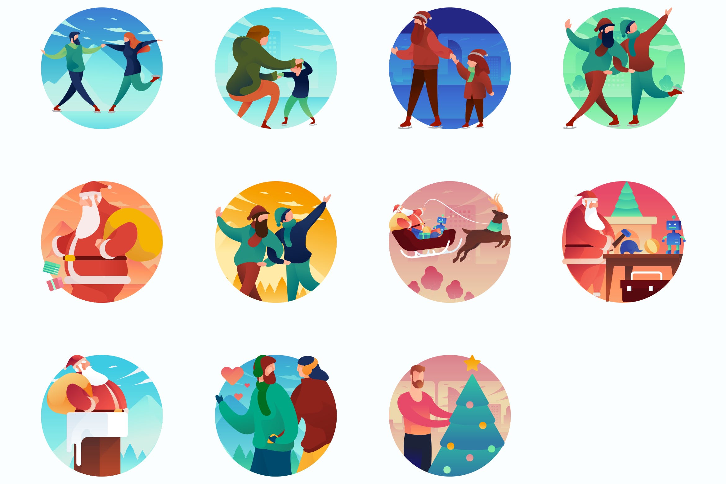 圣诞节主题曲线人物概念插画 Christmas Curvy People Concept Illustrations插图