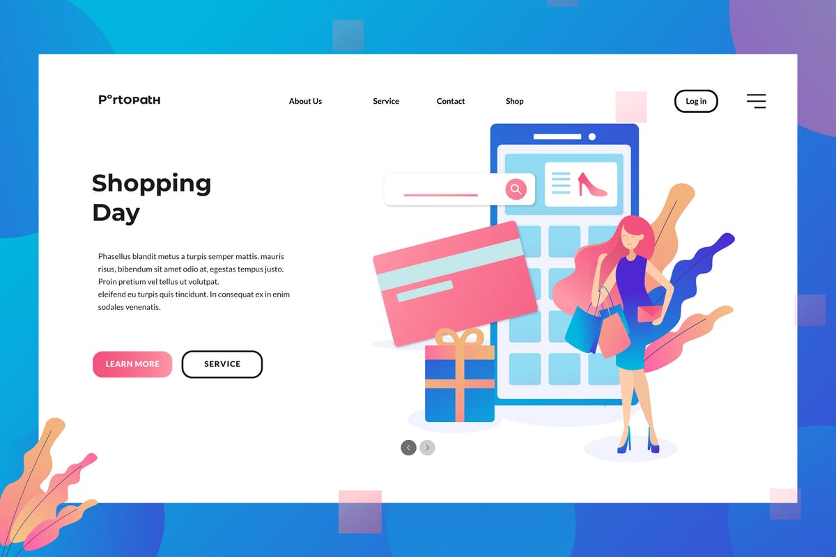 电商促销日概念插画网站着陆页设计模板 Shoping Day Ecommerce插图