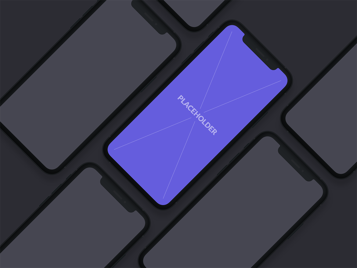 刘海屏iPhone手机等距网格素材库精选样机模板[黑色版本] Presentation Mockups Dark插图(4)