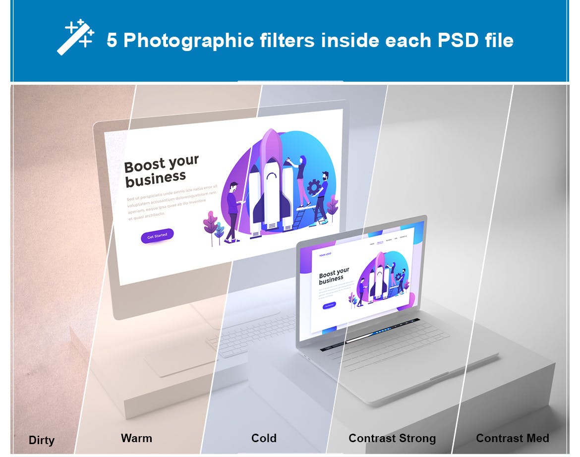 响应式网站设计效果图预览素材库精选样机模板 Clean Web Mockup插图(1)