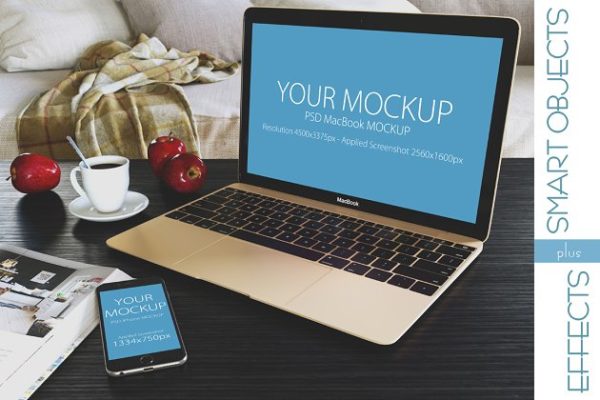 Macbook电脑 &amp; iPhone智能手机样机 MacBook &amp; iPhone Mockup