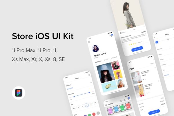 iOS平台时尚电商APP应用设计套件Figma模板 Store iOS UI Kit (Figma)