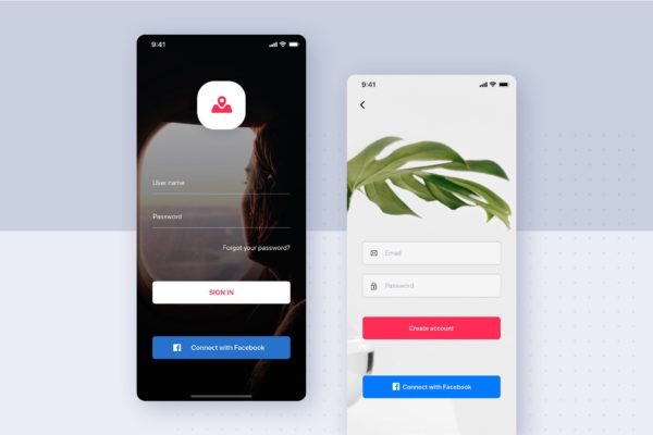APP应用注册界面表单设计素材库精选模板 Sign Up Form for mobile Interface template