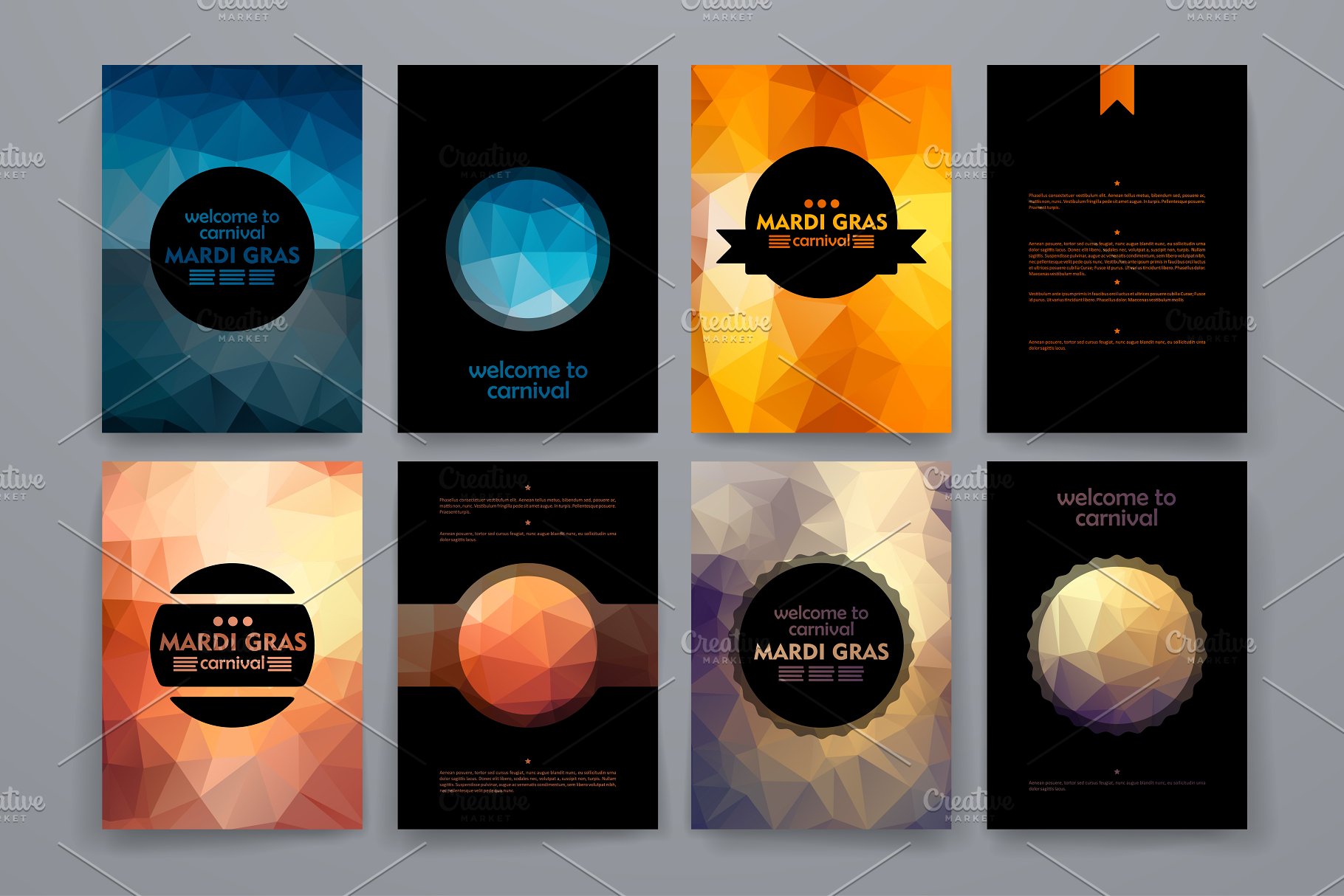 狂欢节主题小册子模板 Mardi Gras Brochures插图(1)