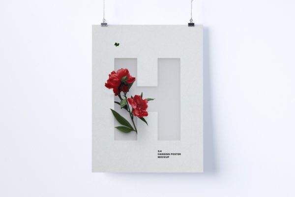 3:4比例艺术作品展示画框样机素材库精选模板 3:4 Portrait hanging poster mockup