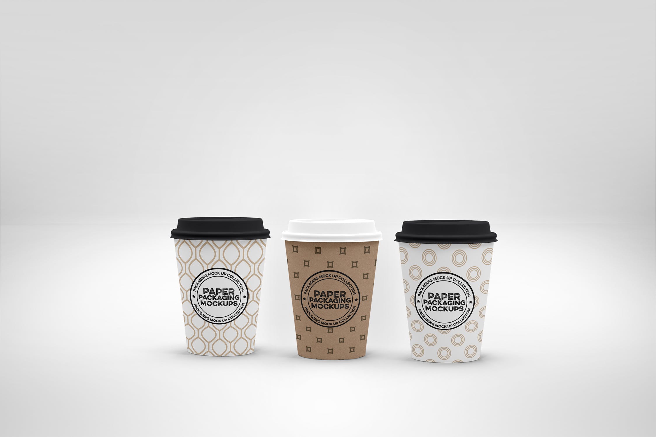 三个装纸杯饮料外带包装设计样机模板 Three Cup Paper Carrier Packaging Mockup插图(3)