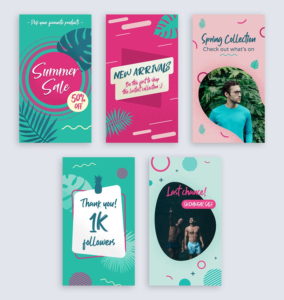 时尚清新简约的Instagram社交媒体banner海报设计模板插图