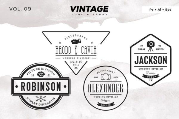 欧美复古设计风格品牌素材库精选LOGO商标模板v9 Vintage Logo &amp; Badge Vol. 9