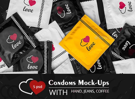 5个安全套展示模型Mockups下载[psd]