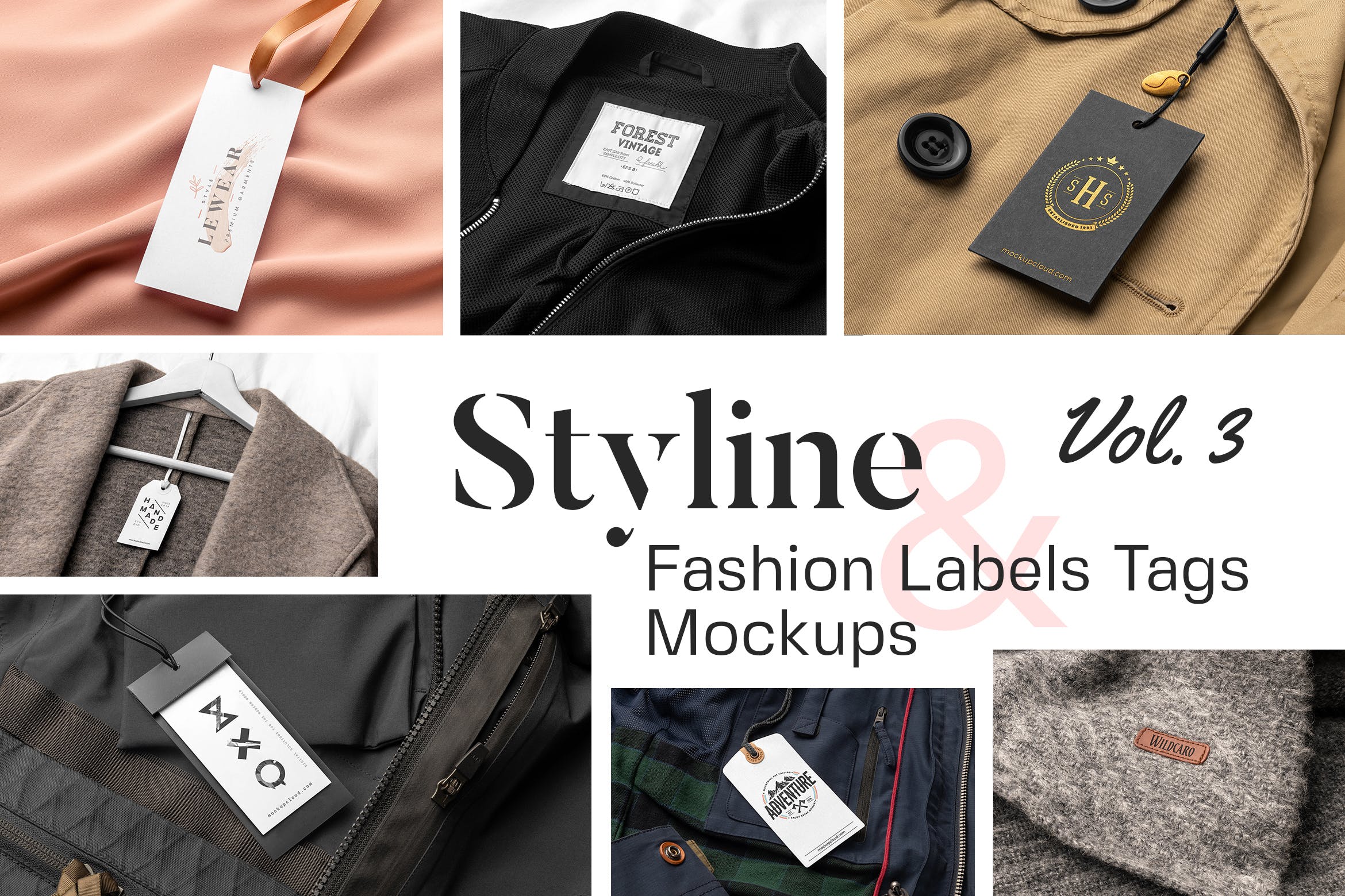 Styline系列服装标签&吊牌VI设计素材库精选模板v3 Styline – Apparel Labels and Tags Mockups vol 3插图