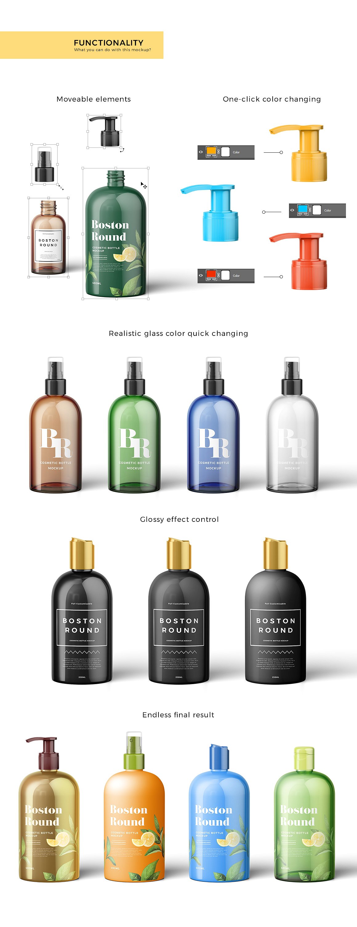 时尚的化妆品样机模型下载Cosmetic Bottles Mockup插图(2)
