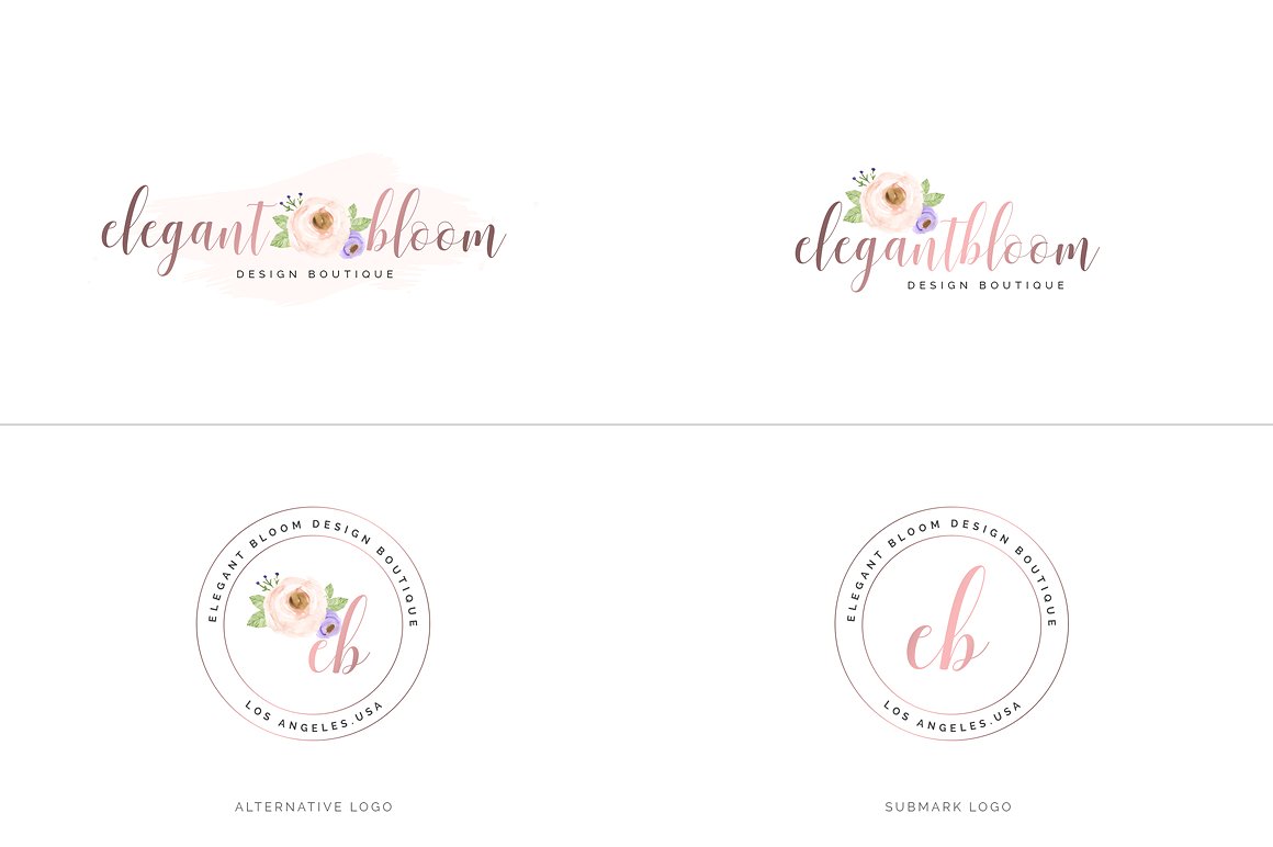 超级水彩风 Logo 设计素材包 Watercolor Premade Branding Logo Kit [模板、纹理&元素]插图(26)