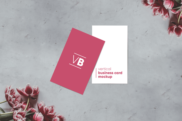 简约企业名片/卡片设计样机模板 Vertical Business Card Mockup插图(7)