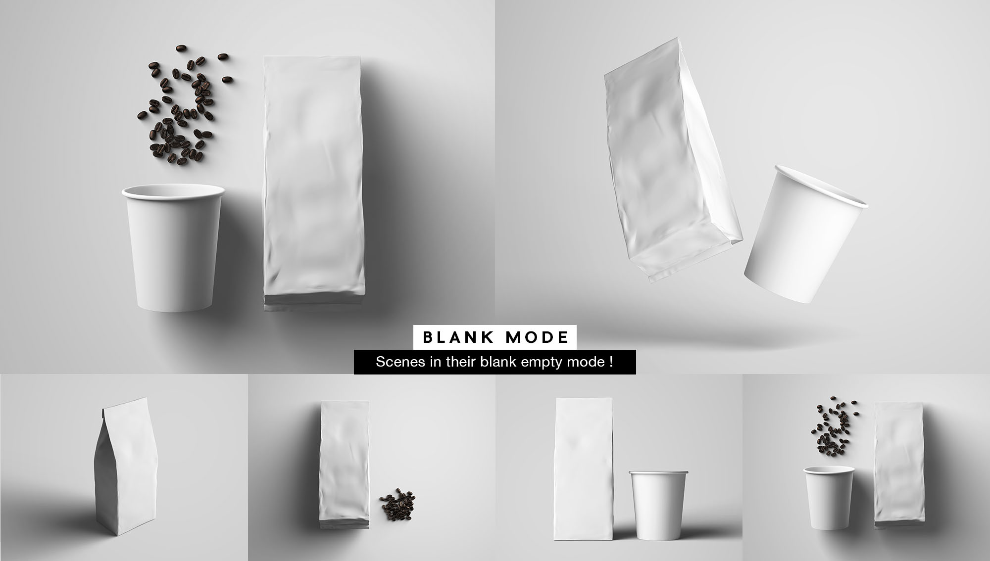 咖啡纸杯&咖啡豆牛皮纸包装袋设计样机 Coffee Package Mockup插图(9)
