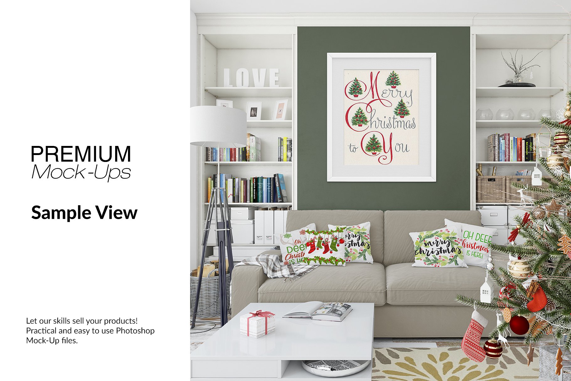 圣诞节客厅装饰展示样机套装 Christmas Living Room Set [psd,jpg]插图(8)